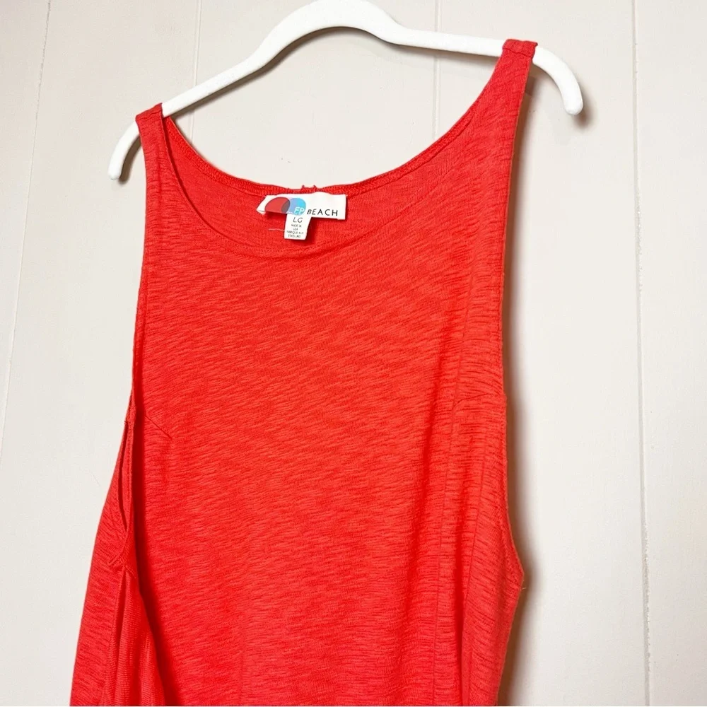 Free People Beach Feelin It Mini Dress Large burnt orange 100% cotton‎ boho wrap - Picture 3 of 14